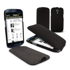 Slimline Carbon Fibre Style Flip Case for Samsung Galaxy S4