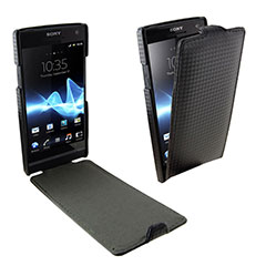 Slimline Carbon Fibre Style Flip Case for Xperia S