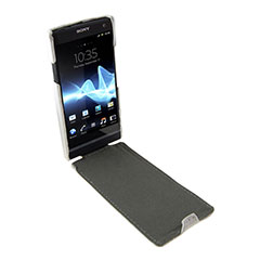 Slimline Carbon Fibre Style Flip Case for Xperia S - White
