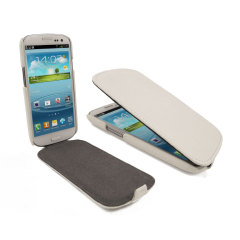 Slimline Carbon Fibre Style Flip Case Samsung Galaxy S3 - White