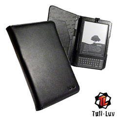 Tuff-Luv Book-Style Leather Case Cover - Amazon Kindle Keyboard - Black