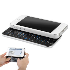 Ultra-Thin Wireless Sliding Keyboard Case for iPhone 5 - White