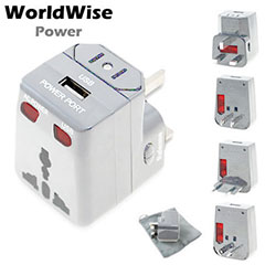 WorldWise Power Travel Charger with USB Port - White