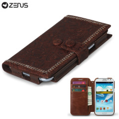 Zenus Italian Carved Diary Case for Samsung Galaxy Note 2 - Brown
