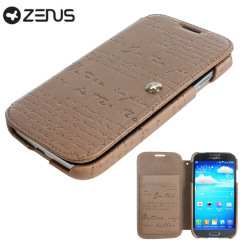 Zenus Prestige Samsung Galaxy S4 Lettering Diary Series - Pearl Brown