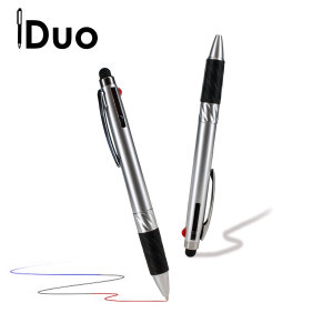 Combining an omnidirectional stylus tip compatible with 'all capacitive touchscreens' and a multi-colored ballpoint pen, this is the iDuo Multi-Ink Stylus Pen.