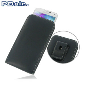 Protect your Samsung Galaxy S5 with this stylish leather vertical pouch case with included belt clip by PDair.