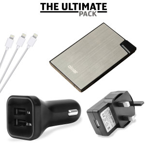 The ultimate Lightning charging pack for 'all' your Apple power needs, featuring a super fast in-car charger and mains adapter, portable power bank and 3x Lightning cables. Never be without battery power ever again!