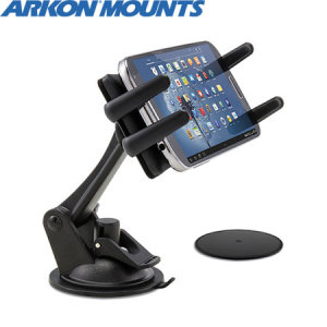 Arkon's Slim Grip Ultra Sticky Suction Smartphone Car Mount provides a strong, unobtrusive grip for use with smartphones up to 6.75 inches tall.