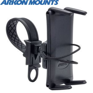 Ideal for GPS apps and listening to your music, Arkon's SM634 combines a versatile handlebar pedestal with the universal spring-loaded Slim-Grip 8 inch tablet and large phone bike holder.
