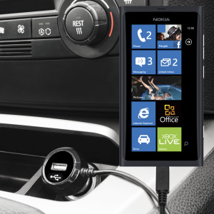Keep your Nokia Lumia 800 fully charged on the road with this high power 2.4A Car Charger, featuring extendable spiral cord design. As an added bonus, you can charge an additional USB device from the built-in USB port!