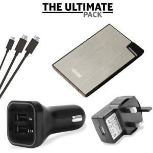 The ultimate Micro USB charging pack for 'all' your power needs, featuring a super fast in-car charger and mains adapter, portable power bank and 3x Micro USB cables. Never be without battery power ever again!