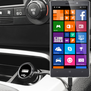 Keep your Nokia Lumia 930 fully charged on the road with this high power 2.4A Car Charger, featuring extendable spiral cord design. As an added bonus, you can charge an additional USB device from the built-in USB port!