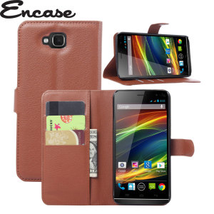 The Encase Wallet Case in brown sticks to the back of your Wiko Slide to provide enclosed protection and can also be used to hold your credit cards.