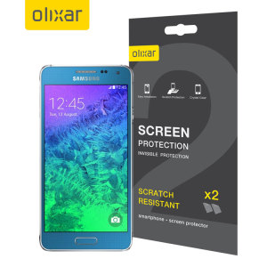 Keep your Samsung Galaxy Alpha screen in pristine condition with this Olixar scratch-resistant screen protector 2-in-1 pack