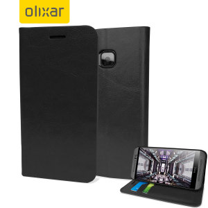 Protect your HTC One M9 in elegant luxury with a leather-style wallet case in black. This Olixar case also includes a viewing stand, perfect for web browsing and watching media with friends and family.