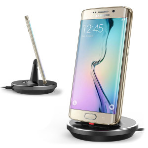 Charge and synchronise your Samsung Galaxy S6 Edge with its rugged case still attached, thanks to the Cover-Mate Case Compatible Galaxy S6 Edge Charging Dock in black.