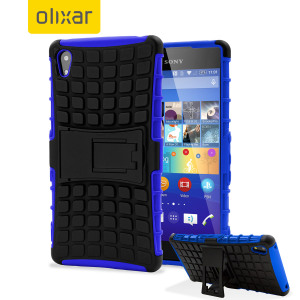 Protect your Sony Xperia Z3+ from bumps and scrapes with this blue ArmourDillo case from Olixar. Comprised of an inner TPU case and an outer impact-resistant exoskeleton, with a built-in viewing stand.