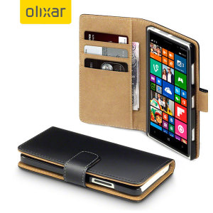Funda Microsoft Lumia 640 Olixar Tipo Cartera Estilo Cuero - Negra