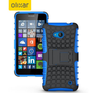 Protect your Microsoft Lumia 640 from bumps and scrapes with this blue ArmourDillo case from Olixar. Comprised of an inner TPU case and an outer impact-resistant exoskeleton, with a built-in viewing stand.