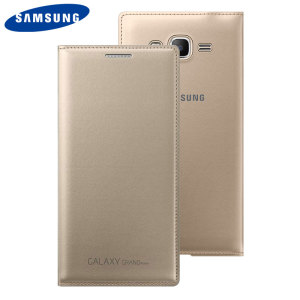 Protect your Samsung Galaxy Grand Prime screen from harm and keep your most vital cards close to hand with the official gold flip wallet cover from Samsung.