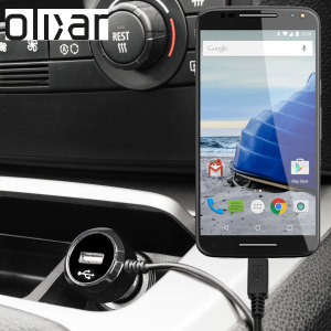 Keep your Motorola Moto X Style fully charged on the road with this Olixar high power 2.4A Car Charger, featuring extendable spiral cord design. As an added bonus, you can charge an additional USB device from the built-in USB port!