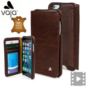 Treat your iPhone 6S / 6 to exquisite handmade craftsmanship and the highest quality materials. Featuring genuine tanned bridge leather and 3 card slots, the Vaja Wallet Agenda premium leather case in brown is something special.