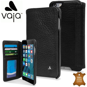 Treat your iPhone 6S Plus / 6 Plus to exquisite handmade craftsmanship and the highest quality materials. Featuring genuine tanned bridge leather and 3 card slots, the Vaja Wallet Agenda premium leather case in black is something special.