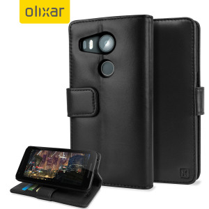 A sophisticated lightweight black genuine leather case with a magnetic fastener. The Olixar Premium genuine leather wallet case offers perfect protection for your Nexus 5X, as well as featuring slots for your cards, cash and documents.