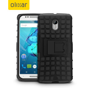 Protect your Moto X Style with this black ArmourDillo Case, comprised of an inner TPU case and an outer impact resistant exoskeleton.
