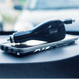 Olixar Retractable 3.4A Micro USB In-Car Charger with USB Port