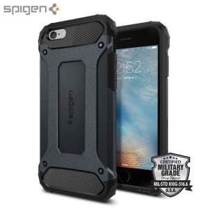 Let the Tough Armor Tech case in metal slate protect your iPhone 6S / 6, whilst keeping it incredibly slim. The flexible TPU and hard polycarbonate exterior combine perfectly and also feature Spigen's Air Cushion technology for extreme protection.
