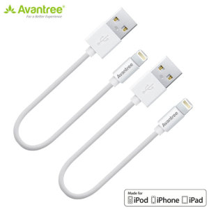 Conveniently sized, the twin pack of Avantree MFI lightning to USB cables in white measure only 0.3cm making it for use with power banks and computer ports. Working with any Apple Lightning device including iPhones, iPads and iPods.