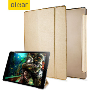 Protect your iPad Pro 12.9 2015 with this supremely functional transparent and gold case with viewing stand feature. Also features smart sleep / wake functionality.