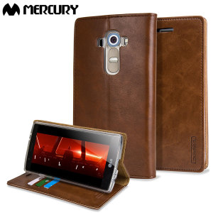 The Mercury Blue Moon Wallet case in brown for the LG G4 delivers exceptional style in a slim and sleek package. Crafted from premium materials, the case looks amazing and features slots for your cards and documents.