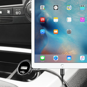 Keep your Apple iPad Pro 12.9 inch fully charged on the road with this high power 2.4A Car Charger, featuring extendable spiral cord design. As an added bonus, you can charge an additional USB device from the built-in USB port!