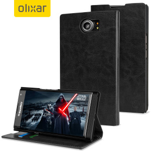 Olixar Leather-Style BlackBerry Priv Wallet Stand Case - Black