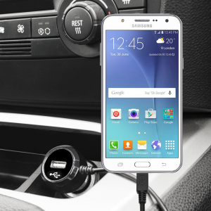 Keep your Samsung Galaxy J5 2015 fully charged on the road with this high power 2.4A Car Charger, featuring extendable spiral cord design. As an added bonus, you can charge an additional USB device from the built-in USB port!