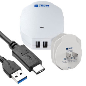 Charge your USB-C device and any other USB device quickly and conveniently with this 2.1A high power USB-C US charging kit. Featuring a US mains adapter and USB-C cable.