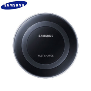 Wirelessly charge your Galaxy S7 and S7 Edge with Wireless Fast Charge technology using this official Samsung Qi Wireless Charging Pad in black, featuring intelligent circuit protection.