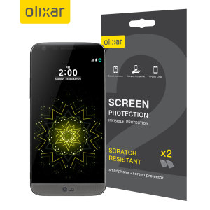 Keep your LG G5's screen in pristine condition with this Olixar scratch-resistant screen protector 2-in-1 pack. Ultra responsive and easy to apply, these screen protectors are the ideal way to keep your display looking brand new.