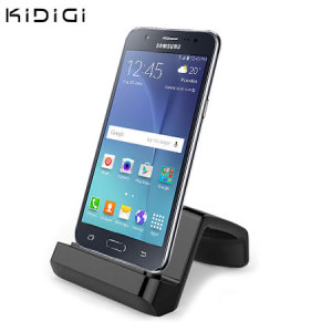 Synchronise and charge your Samsung Galaxy J5 2015 with this stylish and case compatible desktop dock which also acts as a multimedia stand from Kidigi.