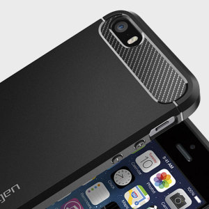 Meet the newly designed rugged armor case for the iPhone SE. Made from flexible, rugged TPU and featuring a mechanical design, including a carbon fibre texture, the rugged armor tough case in black keeps your phone safe and slim.