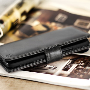 Olixar Genuine Leather HTC 10 Wallet Stand Case - Black