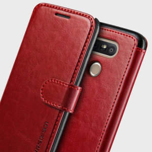 The VRS Design Dandy Wallet Case in red for the LG G5 comes complete with card slots, a large document pocket and is made with a luxurious leather-style material for a classic, prestige and professional look.
