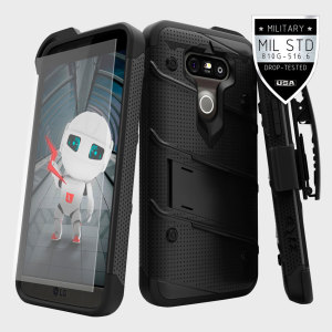 Equip your LG G5 with military grade protection and superb functionality with the ultra-rugged Bolt case in black from Zizo. Coming complete with a tempered glass screen protector and a handy belt clip / kickstand.