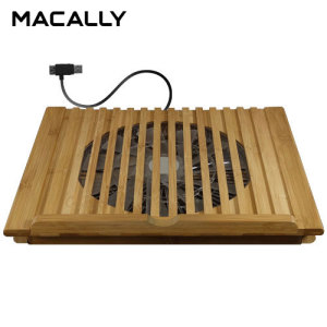 Cool your laptop with this elegant bamboo stand from Macally. Featuring a fan putting out only 23.5 dBA as well as a sturdy, rustic eco-friendly bamboo construction, the Macally EcoFanPro2 will keep your laptop chilled and your workspace quiet.