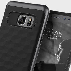 Protect your Samsung Galaxy Note 7 with this stunning premium dual-layered shell case in black. Made with tough dual-layered yet slim material, this hardshell body with a sleek metallic bumper features an attractive two-tone finish.