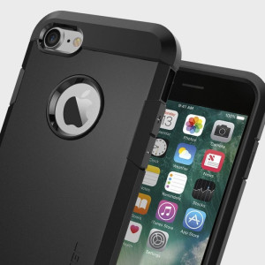 The SGP Tough Armor Case in black is the quintessential protective case for the iPhone 7, with a tried and trusted design that provides superb impact absorption due to Spigen's air cushion technology.