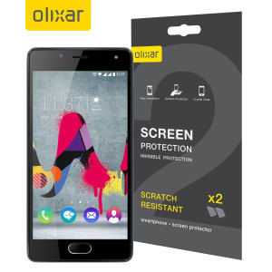 Keep your Wiko U Feel Lite screen in pristine condition with this Olixar scratch-resistant screen protector 2-in-1 pack.